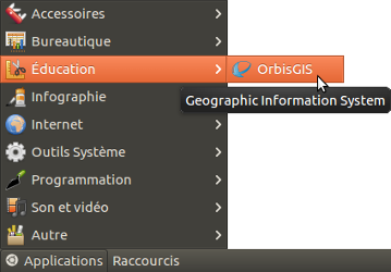 OrbisGIS menu in Ubuntu